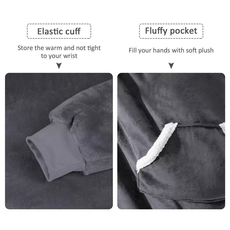Cozywear - Wearable Blanket, Oversized Hoodie, Sweatshirts, Blanket, Sherpa Fleece Double Sided Luxury Hooded Blanket for Adults Men Women, Oversized Hoodie Blanket Womenswear Essential Sweaters Tops Underwear Lady Long Sleeve Vneck Winter Hoodie